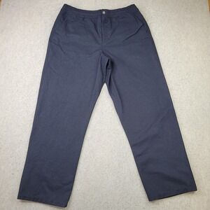 Adidas Canvas Pants Mens Large Black Elastic Waistband Chino Straight Drawstring